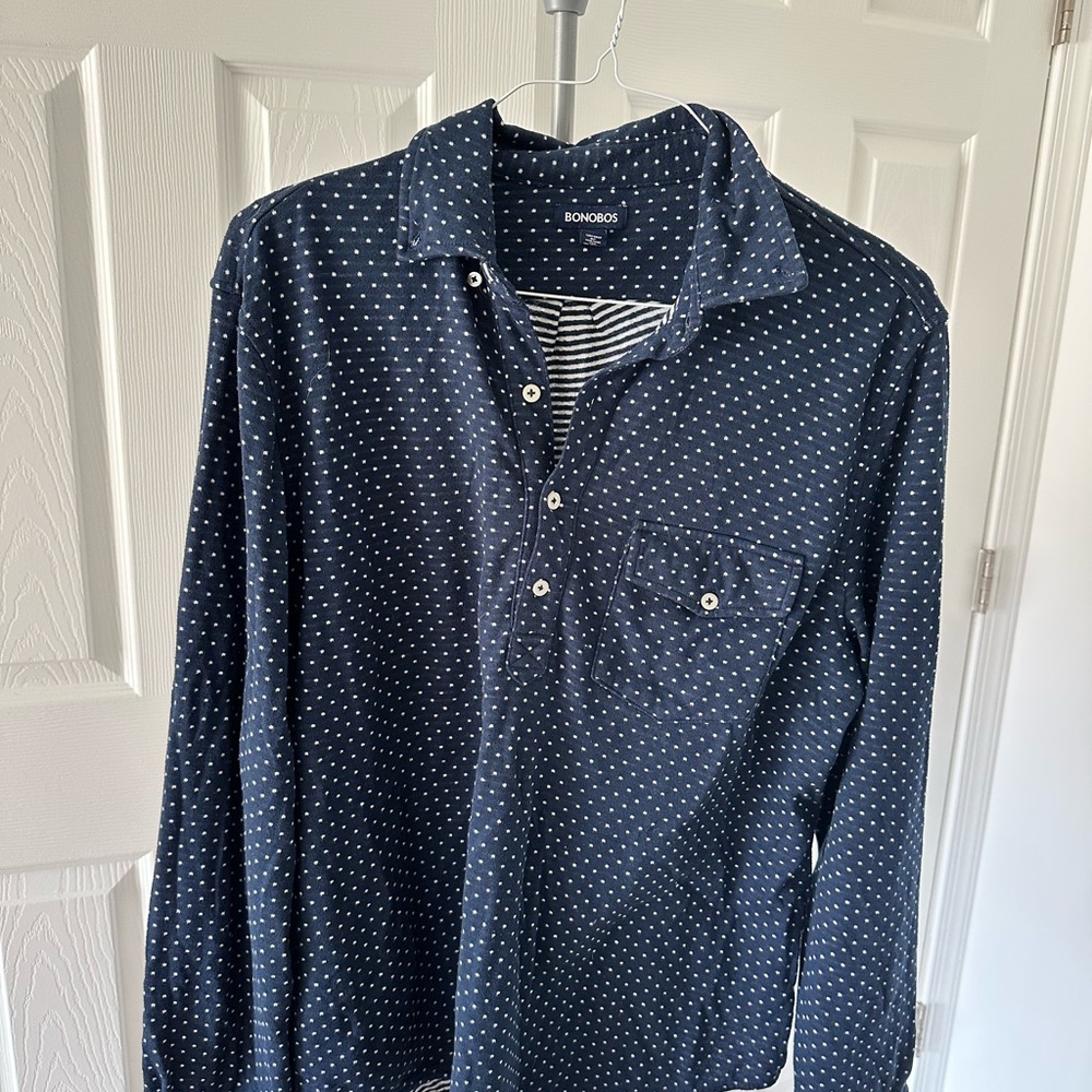 Bonobos Dark Blue Polka Dot Casual Shirt
